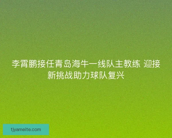 李霄鹏接任青岛海牛一线队主教练 迎接新挑战助力球队复兴